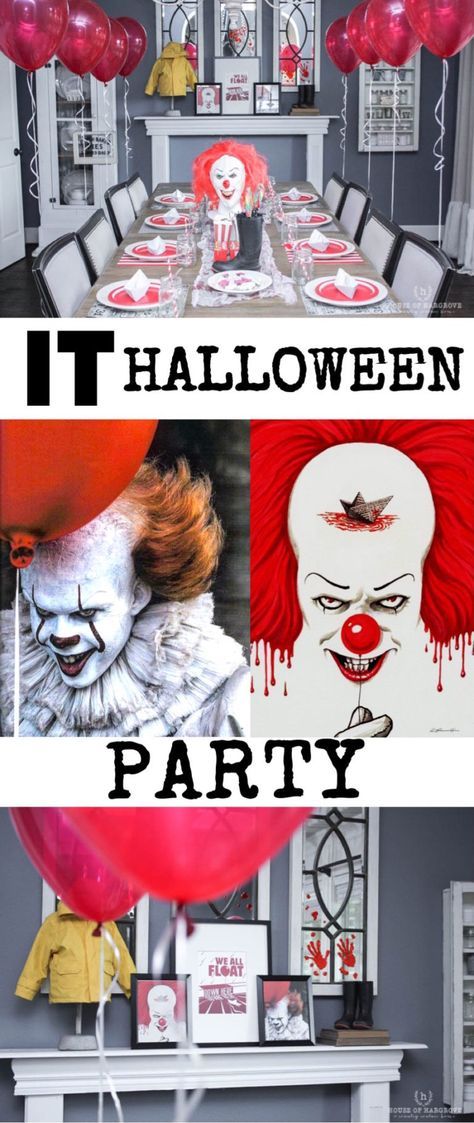 IT Movie Halloween Party: Scary IT clown/carnival decor and food House Party Movie, Clown Carnival, Carnival Decor, Carnival Halloween Party, Movie Scary, Halloween Party Scary, Creepy Halloween Party, It Clown, It Movie