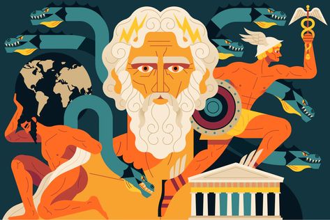 Greek Mythology | Illustration by Owen Davey Owen Davey, Greek Goddess Of Wisdom, Greek Pantheon, Celtic Mythology, Chinese Mythology, Greek Mythology Art, Roman Mythology, Mythology Art, Greek Art