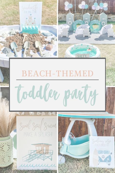 Two Year Old Beach Birthday Party, Kids Beach Theme Party, Beach Coastal Aesthetic, Beach Birthday Theme Decoration, Beach Day Birthday Party, Beach Theme 2nd Birthday Party, Toddler Beach Birthday Party, Summer Toddler Birthday Party Ideas, Totally Twobular Birthday Party