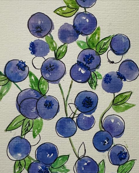 Trying watercolors 🎨✨😌 #watercolor #watercolorart #watercolors #watercolorpainting #painting #art #artist #blueberries #fruitpainting #watercolours #artbavleen Watercolor Art Blueberry, Easy Pretty Watercolor Paintings, Blueberry Watercolor Painting, How To Paint Blueberries, Watercolor Art Inspo Easy, Water Coloring Painting Ideas Simple, Blueberry Painting Easy, Easy Painting Ideas Watercolors, Watercolour Ideas Easy