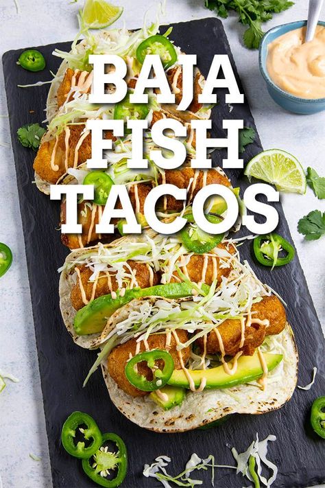 Mango Salsa Recipe Fish, Baja Fish Tacos Sauce, Baja Fish Tacos Recipe, Tacos Seafood, Southwestern Dishes, Buzzfeed Recipes, Tacos Fish, Creamy Fish, Fried Fish Tacos