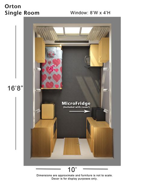 Dorms at WSU Pullman #GoCougs Housing & Residence Life | Washington State University Single Dorm Room Layout Floor Plans, Single Dorm Layout, Dorm Architecture, Single Dorm Room, Small Room Layouts, Dorm Layout, University Rooms, Dorm Room Layouts, Hotel Bedroom Design