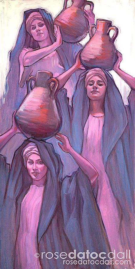 WOMEN AT THE WELL ORIGINAL | rosedatocdall Rose Datoc Dall, Women At The Well, Original Paintings For Sale, Seni Cat Air, Powerful Art, Biblical Art, Arabic Art, Lukisan Cat Air, Egyptian Art