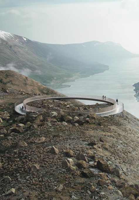 Bridging time and terrain, Ring of Bjolfur's ode to Viking legacy in East Iceland Gcse Architecture, Architecture Names, Museum Of Emotions, Architecture Bridge, Beer Spa, Viewing Platform, Relaxed Home, Travel Camper, Concrete Walkway