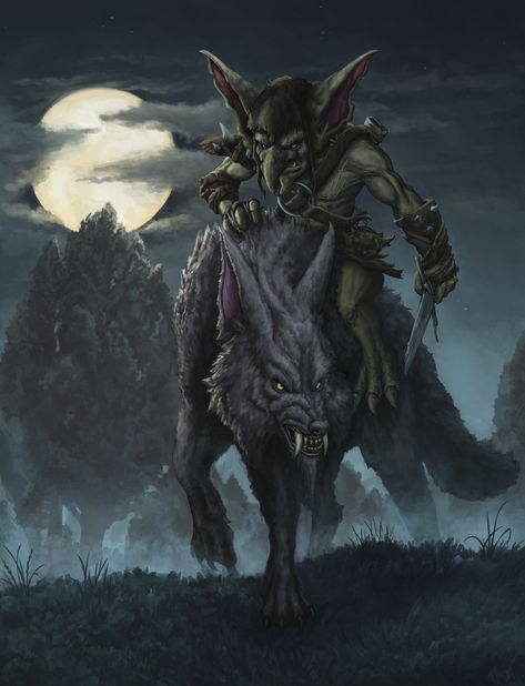 Goblin Wolf Rider, Wolf Rider, Mandala Rock Art, Lotr Art, Fantasy Beasts, Large Numbers, Warhammer 40k Artwork, Fantasy Races, Fantasy Monster