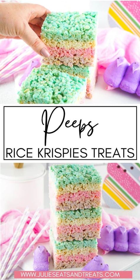 Peeps Rice Krispie Treats Recipe, Quick Easter Desserts, Egg Rice Krispie Treats, Easter Egg Rice Krispie Treats, Peeps Rice Krispie Treats, Peeps Recipes, Easter Rice Krispie Treats, Rice Krispie Treats Recipe, Easy Spring Recipes