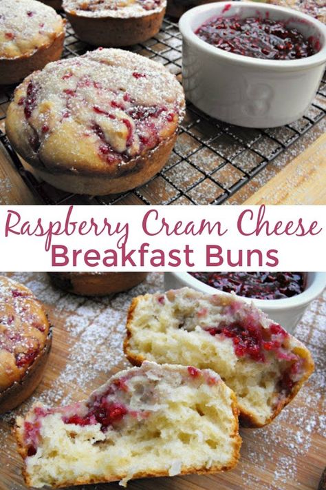 Raspberry Cream Cheese Breakfast buns recipe review. #breakfast #muffins #raspberry Breakfast Buns Recipe, Magnolia Bakery Recipes, Muffins Raspberry, Breakfast Raspberry, Breakfast Buns, Raspberry Breakfast, Cream Cheese Breakfast, Bakery Breakfast, Breakfast Desserts