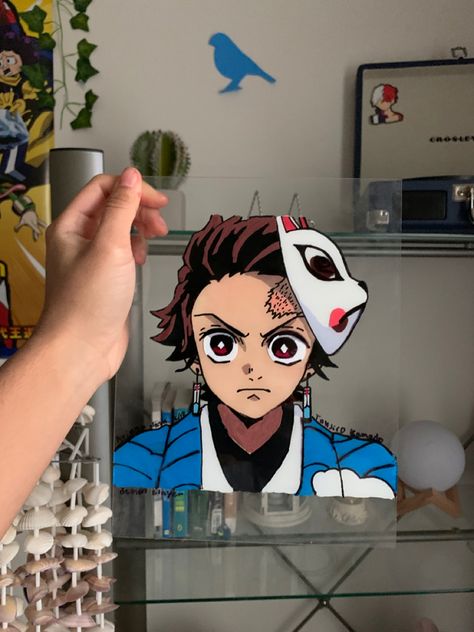 Glass painting Tanjiro Demon Slayer, Anime Tutorial, Pop Art Canvas, Anime Canvas Art, Canvas Paint, Resin Ideas, Drawing Inspo, Anime Canvas, Cool Art Drawings