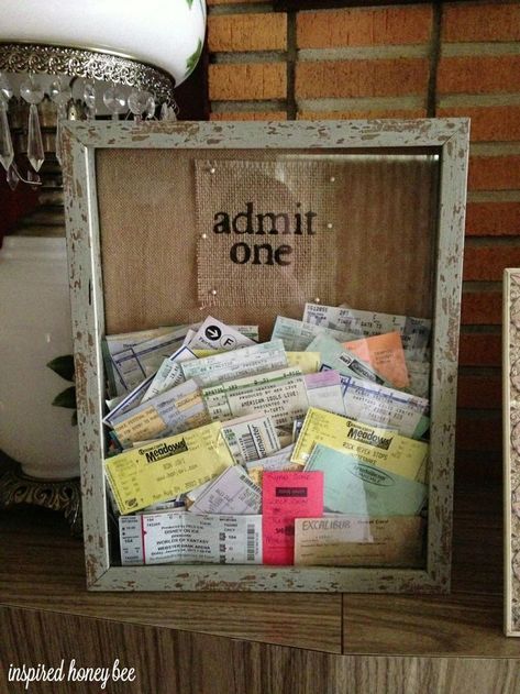 Ticket Display, Concert Ticket, Box Photo, Ticket Stubs, Diy Bricolage, Travel Box, Movie Room, Crafty Craft, Shadow Boxes