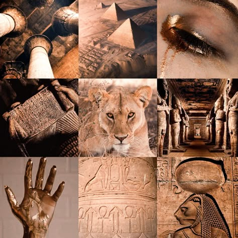 Egyptian Gods Aesthetic, Sekhmet Aesthetic, Egypt Moodboard, Desert Mood Board, Ancient Egypt Aesthetic, Egyptian Aesthetic, Egyptian Warrior, Egyptian Goddess Art, Egyptian Princess