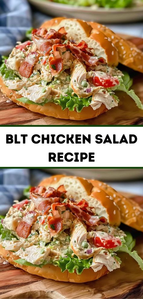 Looking for salad recipes? Try this BLT chicken salad recipe! A healthy and easy chicken salad recipe, perfect for salad ideas and chicken recipes. Ideal for a quick and delicious meal. Chicken Salad With Tomatoes, Breaded Chicken Salad Recipes, Tipsy Housewife Baked Chicken Salad, Chicken Thigh Salad Recipe, Cold Dinner Ideas For Hot Days, Summer Meals Easy, Cold Chicken Recipes, March Meals, Blt Chicken Salad