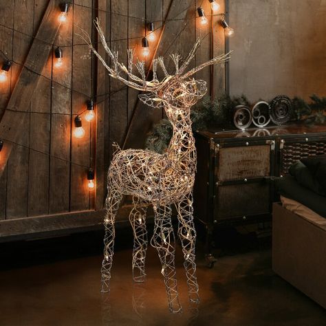 Lark Manor Reindeer Lighted Display & Reviews | Wayfair Outdoor Reindeer, Holiday Yard Decor, Reindeer Lights, Christmas Reindeer Decorations, Colonial Christmas, Reindeer Decorations, Festive Holiday Decor, Outdoor Holidays, Outdoor Christmas Lights