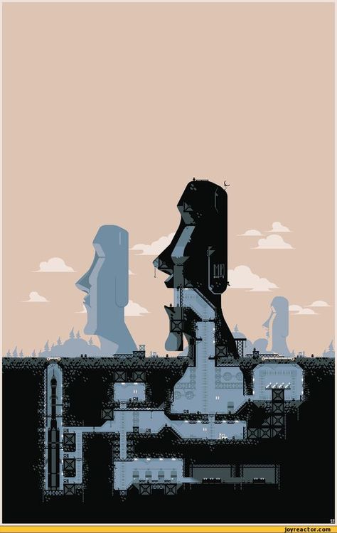 art-pixel-art-easter-island-591996.gif (640×1014): How To Pixel Art, Game Level Design, Gaming Ideas, Baba Jaga, Invisible Cities, Dnd Ideas, Real Estat, Deco Architecture, Hidden Places