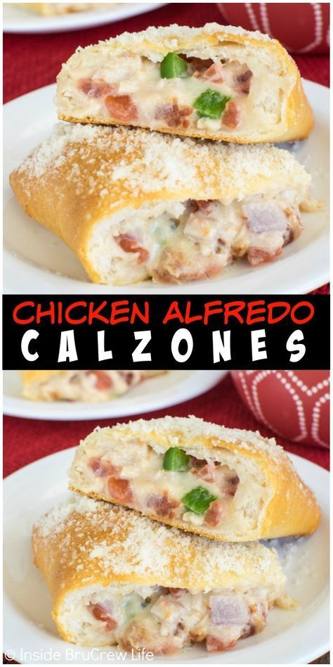 Calzone Recipe Easy, Easy Chicken Alfredo, Chicken Calzone, Stromboli Recipe, Calzone Recipe, Chicken Treats, Chicken Alfredo, Chapati, Game Day Food