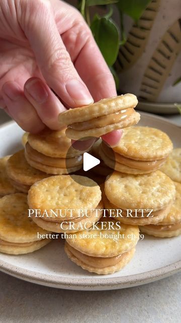 Lexi Harrison & Beth Sinclair on Instagram: "Peanut Butter Ritz Cracker Sandwiches for ep. 9 of Better Than Store-Bought 🥜 These were one of my favorite snacks growing up, but they’re even better homemade! 

The crackers are buttery, crisp, and made with just a few simple ingredients. They’re delicious plain, too – especially on a cheese/charcuterie board! 

The filling is just peanut butter and powdered sugar to thicken it. If you don’t want any added sugar in the filling, you can also just use a thicker unsweetened peanut butter or you can use powdered peanut butter with some water to thin it out. 

Comment ‘RECIPE’ and we’ll send the recipe straight to your DMs or BOOKMARK the recipe below 👇 

Let us know your favorite childhood snacks in the comments below! Follow @crowded_kitchen fo Better Than Store Bought, Peanut Butter Ritz Crackers, Ritz Cracker Sandwiches, Homemade Ritz Crackers, Cracker Sandwiches, Peanut Butter Powder Recipes, Childhood Snacks, Ritz Cracker Recipes, Peanut Butter Crackers