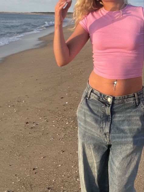 #pink #bellybuttonpiercing #beach Belly Button Piercing Beach, Belly Button Piercing, Beach Photoshoot, Belly Button, Beach Photos, Beach Pictures, Piercings, Pink