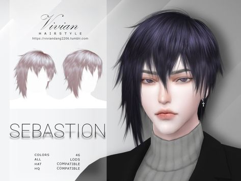 Sims 4 Short Hair Cc, Sims 4 Short Hair, Sims 4 Cc Goth, Sims 4 Hair Male, Mod Hair, Pelo Anime, Sims 4 Anime, Pelo Sims, Free Sims 4