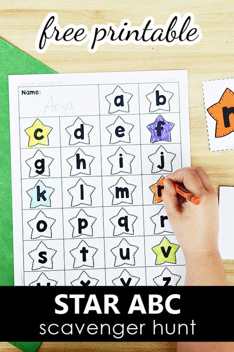 Stars ABC Scavenger Hunt - Fantastic Fun & Learning Scavenger Hunt Preschool, Letter Scavenger Hunt, Alphabet Scavenger Hunt, Activities For Prek, Science Demonstrations, Preschool Family, Alphabet Activity, Printable Lesson Plans, Alphabet Kindergarten