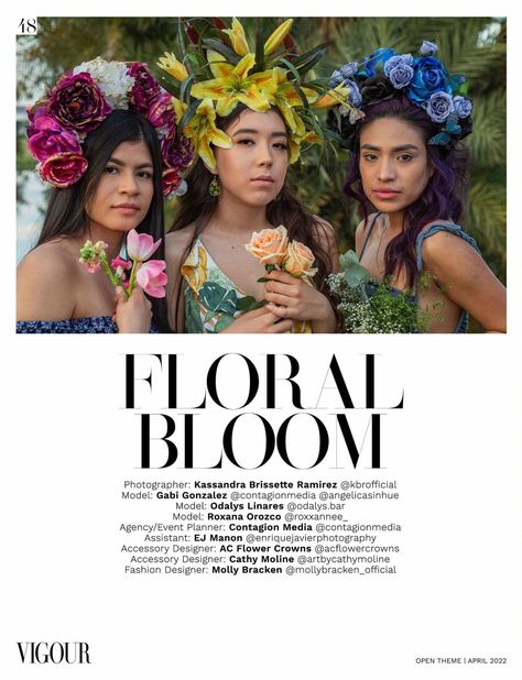 “Floral Bloom” featured in Vigour Magazine - Contagion Media Magazine Photos, Art Magazine, Event Hosting, Floral Theme, The Mission, Beauty Editorial, Magazine Art, Media Art, Styled Shoot