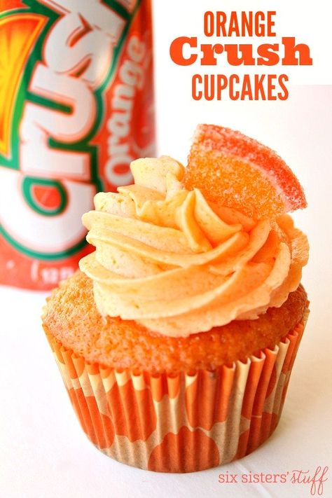 Crush Cupcakes, Soda Cupcakes, Cupcakes With Frosting, Orange Crush Soda, Summer Cupcakes, Crush Soda, Orange Frosting, Orange Crush, Cake Frosting