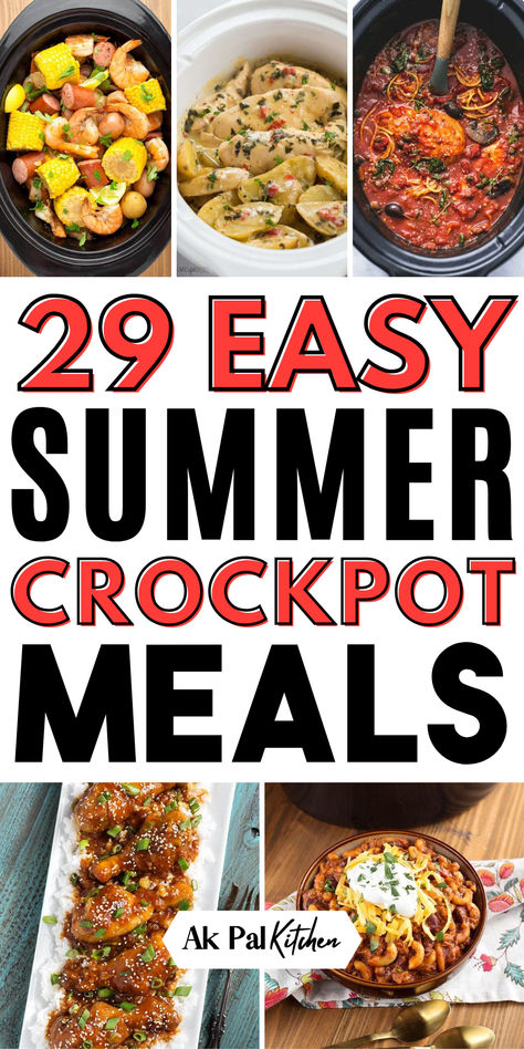 Summer crockpot recipes are a breeze! Explore our easy crockpot meals, perfect for hot days. Enjoy light crockpot dinners, healthy slow cooker recipes, and vegetarian slow cooker recipes that keep your kitchen cool. Discover family-friendly slow cooker meals, including slow cooker chicken recipes and crockpot seafood recipes. Prepare for gatherings with crockpot barbecue recipes and summer crockpot potluck recipes. Don't miss our refreshing crockpot recipes and summer crockpot desserts. Easy Summer Dinner Recipes Crock Pot, Easy Meals In Crockpot, Crockpot Meals For Hot Summer Days, Slow Cook Crockpot Meals, Easy One Pot Crockpot Meals, Best Easy Crockpot Meals, Crockpot Weeknight Meals, Cookout Crockpot Recipes, Crockpot Recipes Not Chicken