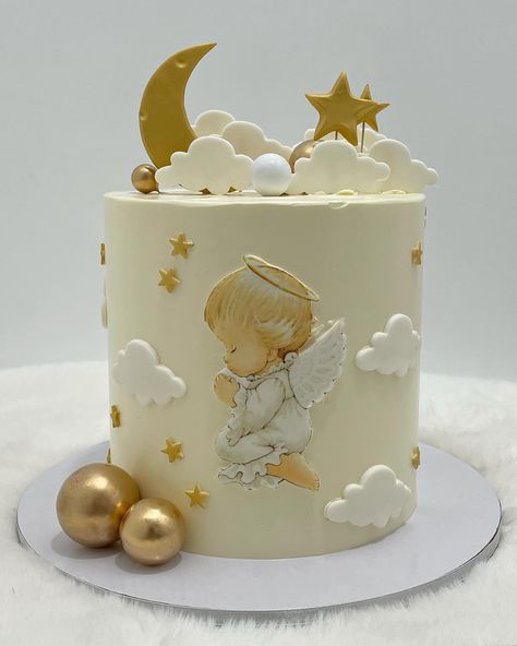 Baptism Cake Ideas, Angel Baby Cake, Boy Communion Cake, Baptism Cake Boy, Angel Baby Boy, Chocolate Covered Strawberry Recipe, Baby First Birthday Cake, Cake Models, Pastel Cakes