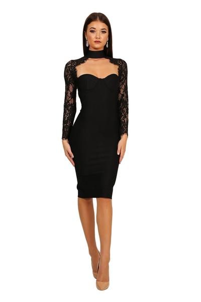 Florence Dress - Black Choker Dress Outfits, Cheap Formal Dresses Long, Formal Dresses Australia, Cocktail Dresses With Sleeves, Beautiful Cocktail Dresses, Cheap Formal Dresses, Long Sleeve Evening Gowns, Choker Dress, Lace Fabrics