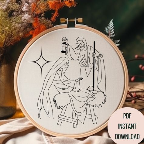 Nativity Scene Embroidery, Nativity Embroidery Patterns, Nativity Embroidery, Scene Embroidery, Christmas Hand Embroidery, Shepherd Christmas, Christian Embroidery, Christmas Embroidery Patterns, Traditional Christmas Decorations