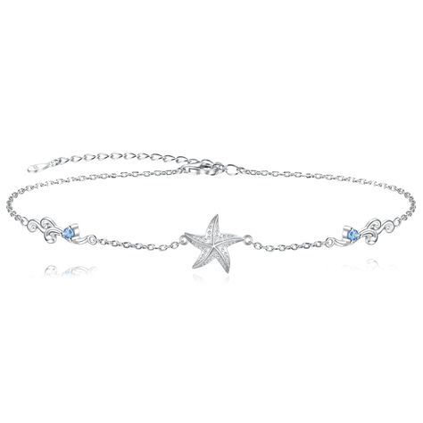 PRICES MAY VARY. Featuring a sleek and elegant design, this anklet is adorned with beautiful starfish charm that captures the grace and playfulness of these intelligent creatures. Perfect for a day at the beach or as a unique addition to your everyday look, this Starfish Anklet, a must-have accessory for any ocean lover. Anklet Length:8 inch+2 inch(adjustable), suit for most ladies. Perfect Anklet Jewelry for pool parties, beach, summer holiday, you will get many compliments. The starfish anklet Sophie Outfit, Ocean Anklet, Whale Bracelet, Starfish Anklets, Ocean Bracelet, Anklet For Women, Beachy Jewelry, Starfish Bracelet, Silver Bracelets For Women