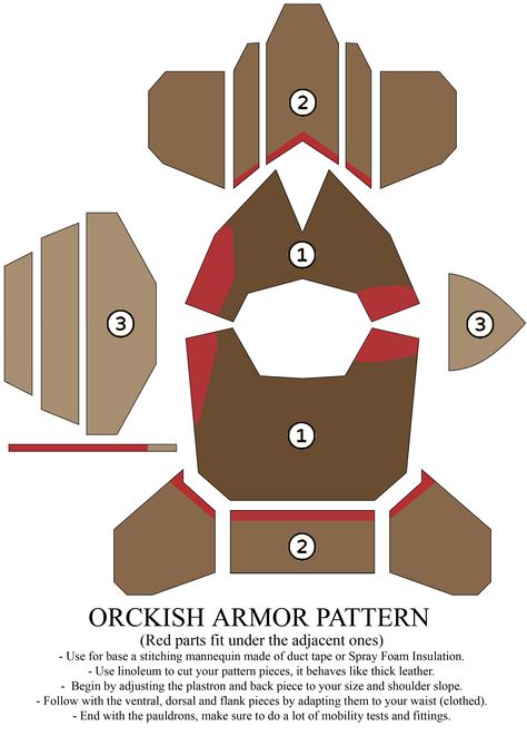 Orckish armor pattern by ~Zapan99 on deviantART Armor Template, Barbarian Armor, Armor Pattern, Cardboard Costume, Foam Armor, Costume Armour, Knight Costume, Larp Armor, Cosplay Armor