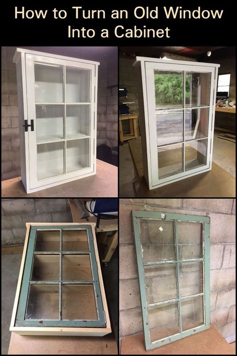 Diy Window Cabinet, Old Window Cabinet Diy, What To Do With Old Windows Ideas, Old Window Ideas Farmhouse, Crafts With Old Windows, Window Decoration Inspiration, Repurpose Old Windows, Old Window Decor, Window Cabinet