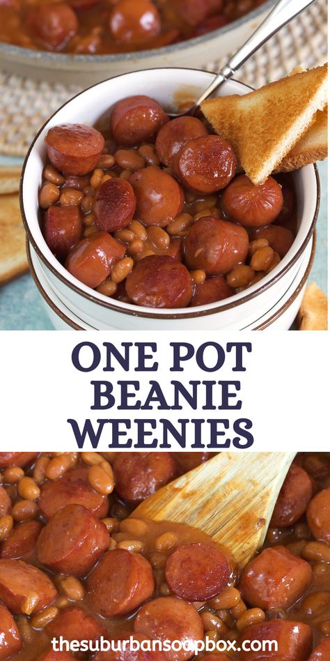 Beanie Winnie Recipe, Recipes Using Weiners, Beef Franks Recipes, Cheap Meals With Hotdogs, Beanee Weenee Recipe, Bean And Weenies Recipe, Weiners And Beans Recipes, Pork And Beans And Hot Dogs, Beans And Franks Casserole