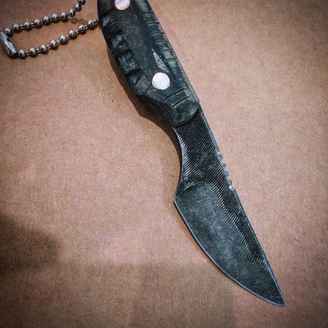 Another file knife is here! this one is acid etched and stone washed. About 5 inches overall, with black paper micarta handle scales File Knife, Stone Knife, Micarta Handles, Knife Scales, Black Paper, Scales, Etching, Natural Stone, Stone