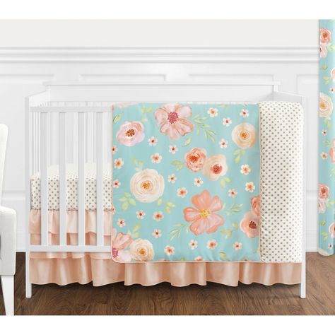 Baby Girl Crib Bedding Sets, Peach Bedding, Floral Crib Bedding, Girl Crib Bedding Sets, Crib Comforter, Mad Woman, Crib Bedding Girl