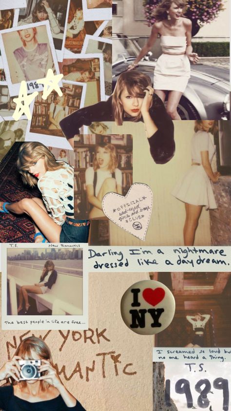 Taylor Swift: 1989 #taylorswift #collage #music #vintage #moodboard #aesthetic #harrystyles #myfirstshuffle 1989 Taylor Swift Moodboard, Taylor Swift Shuffle, Bsu Ideas, Taylor Swift Shuffles, Taylor Swift Collage, Albert Einstein Photo, Collage Music, Aesthetic Taylor Swift, Vintage Moodboard