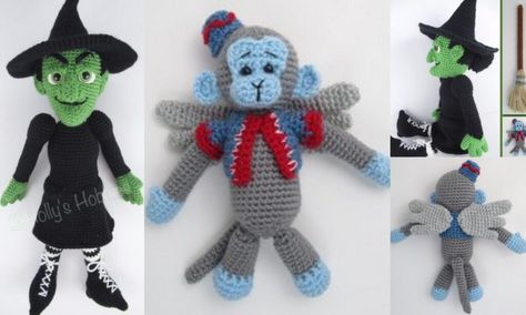 Monkey Crochet Pattern, Monkey Crochet, Monkey Pattern, String Crafts, Halloween Crochet Patterns, Red Yarn, Flying Monkey, Wicked Witch, Halloween Crochet