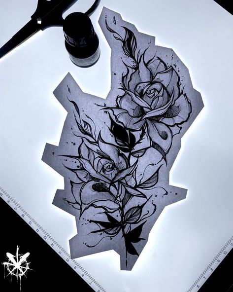 #roses #rosetattoo #rosestattoo #girlytattoos #girlytattoo #tattooideas #tattoo #tattoos #sketchbook #sketchtattoo #tattoosketch #rosedrawing #floraltattoo #flowertattoo #blackworktattoo #ideasfortattoo #blackink #ink #drawing #art #tattooart #tattoodrawing Rose And Thorns Tattoo, Thorn Rose Tattoo, Snake Sleeve, Thorn Tattoo, Rose Sketch, Rose Thorns, Roses Tattoo, Tattoo Sketch, Leg Sleeves