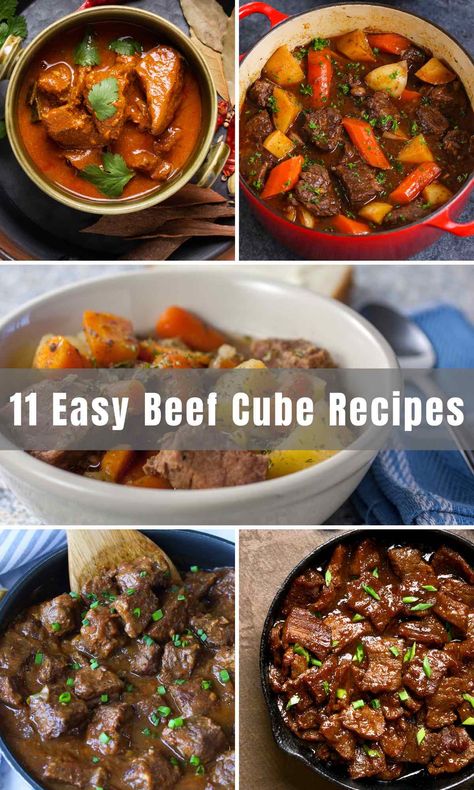 Easy Recipes Using Beef Stew Meat, Cube Steak Stew Recipes, Small Beef Cubes Recipes, Beef Stewing Cubes Recipes, Beef Squares Recipes, Beef Cube Dinner Ideas, Diced Meat Recipes Beef, Sirloin Beef Cubes Recipes, Beef Stew Cubes Recipes Crockpot