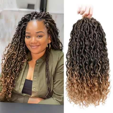 Amazon.com : New Goddess Locs Crochet Hair - 14 Inch River Faux Locs Crochet Hair for Black Women, 144 Strands Boho Locs with More Small Curls (14 Inch, 6Packs, T/27) : Beauty & Personal Care River Locs Crochet Hairstyles, River Locs Hairstyles, Boho Crochet Hairstyles, Crochet Faux Locs Hairstyles For Women, Crochet Locks Hair Faux Locs, Crochet Locs Hairstyles, Boho Goddess Locs Crochet, Crochet Faux Locs Hairstyles, Faux Locs With Curls