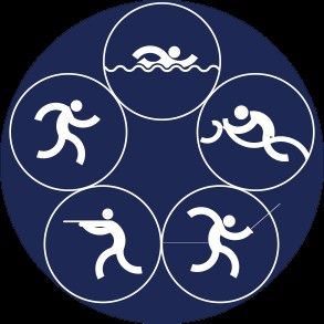 MODERN PENTATHLON Icon Pictogram Cabang Olahraga Asian Games 2018 Modern Pentathlon, Pentathlon, Asian Games, Decorative Plates, Health, Art