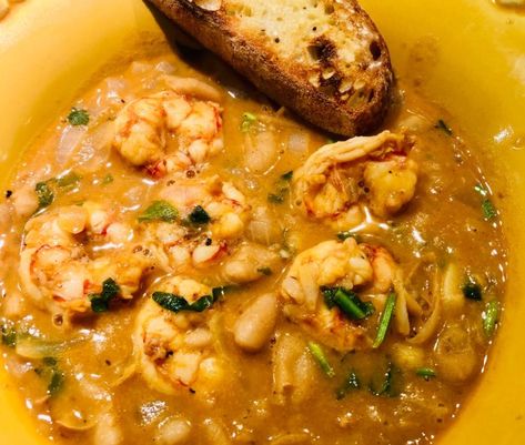 Lemony Shrimp and Bean Stew Lemony Shrimp And Bean Stew, Shrimp And Beans, Nyt Recipes, Shrimp Stock, Shrimp Stew, Recipes With Ingredients, Salmon And Broccoli, Lemon Shrimp, Balsamic Pork