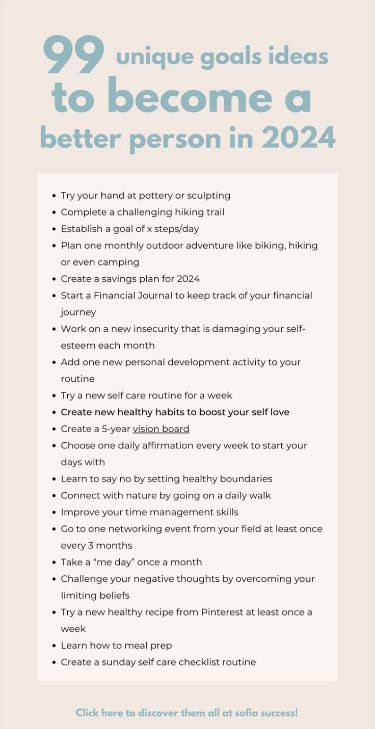 99 Unique Goals Ideas To Become A Better Pers Emotional Goals, Personal Goals List, Personal Growth Goals, Build Your Dream Life, New Years Resolution List, Resolution Ideas, Personal Development Activities, Resolution List, Life Goals List