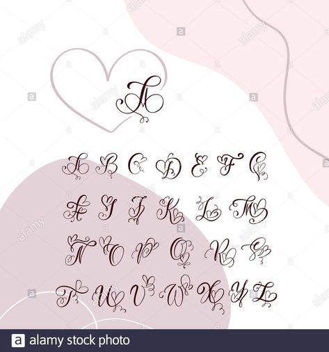 Heart Calligraphy, Numbers Tattoo, Calligraphy Heart, Calligraphy Monogram, Tattoo Fonts Alphabet, Font Cute, Fancy Writing, Lettering Styles Alphabet, Sheila E