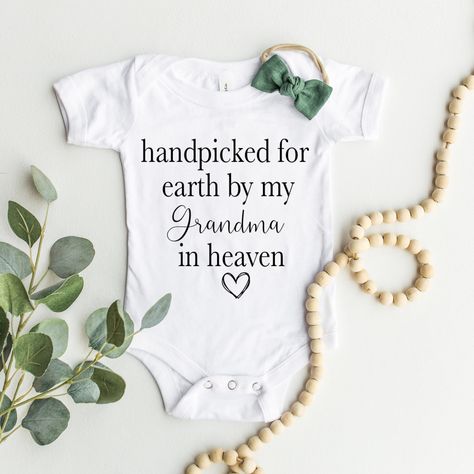 Grandma In Heaven Onesie, Grandma In Heaven, Sister In Heaven, Rainbow Baby Announcement, Gorgeous Outfits, Palm Bay, Baby Unisex, Grandma And Grandpa