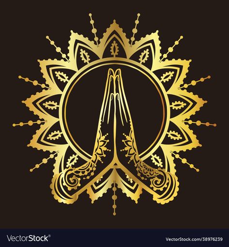 Namaste Images, Shubh Vivah Logo, Namaste Hands, Golden Hands, Yoga Hands, Yoga Prints, Beautiful Flowers Images, Affirmation Posters, Spiritual Decor