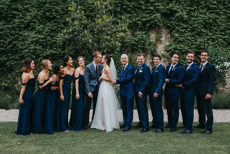 Navy Bridal Parties, Chic Outdoor Wedding, Navy Groomsmen, Navy Blue Wedding Theme, Bridal Parties Colors, Navy Blue Bridesmaids, Wedding Parties Colors, Navy Bridesmaids, Navy Blue Bridesmaid Dresses