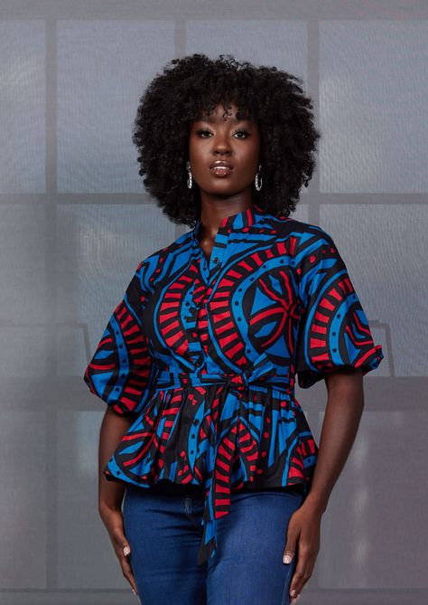 African Print Blouses For Women, Liberian Clothing, African Blouses Peplum Tops, Ankara Blouses For Women, African Blouses For Women, African Print Tops For Women, Modern African Dresses, Ankara Blouse Styles, Ankara Tops Blouses