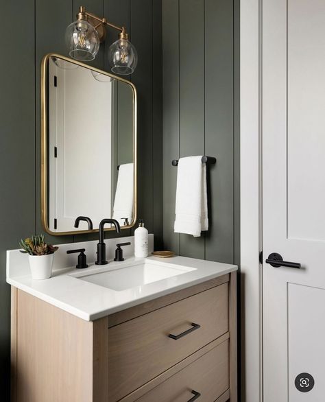 Green Bathroom Sherwin Williams, Bathroom Sherwin Williams, Half Bath Redo, Office Conversion, Colour House, Apartment Furniture Ideas, Beautiful Small Bathrooms, Luxurious Bathtubs, Mudroom Makeover