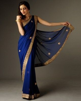 dark blue and gold sari Blue And Gold Saree, Blue Sari, Ghagra Choli, Blue Saree, Desi Clothes, Indian Sari, Indian Couture, Indian Outfit, Indian Attire