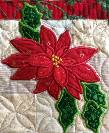 Advanced Embroidery Designs. Poinsettiae Applique. Advanced Embroidery Designs, Machine Embroidery Christmas, Christmas Applique Designs, Advanced Embroidery, Applique Art, Christmas Sewing Projects, Dishcloth Knitting Patterns, Quilt Square Patterns, Fabric Postcards